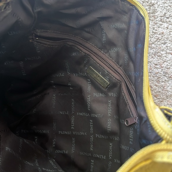 Plinio Visona Italy Yellow Leather Crossbody Bag Zippered - Picture 4 of 9